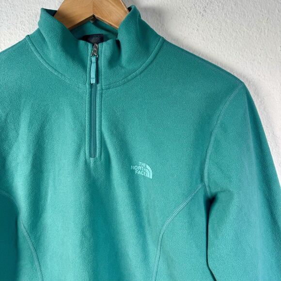 The North Face Womens Teal Quarter Zip Fleece Jacket Pullover Size Medium - Picture 2 of 7